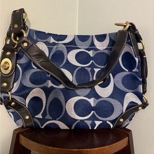 Coach Blue and Black Shoulder Bag